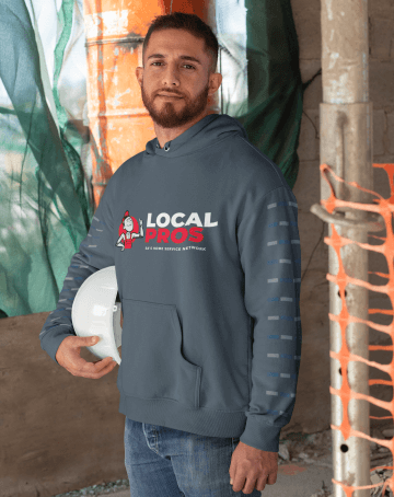 Local Pros contactor wearing hoodie with logo