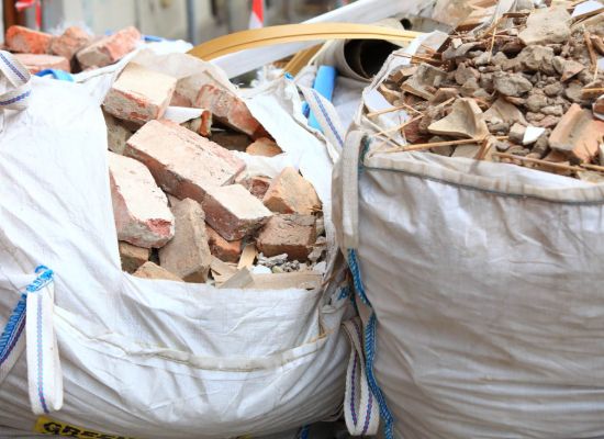 rubble removal bags of building rubble